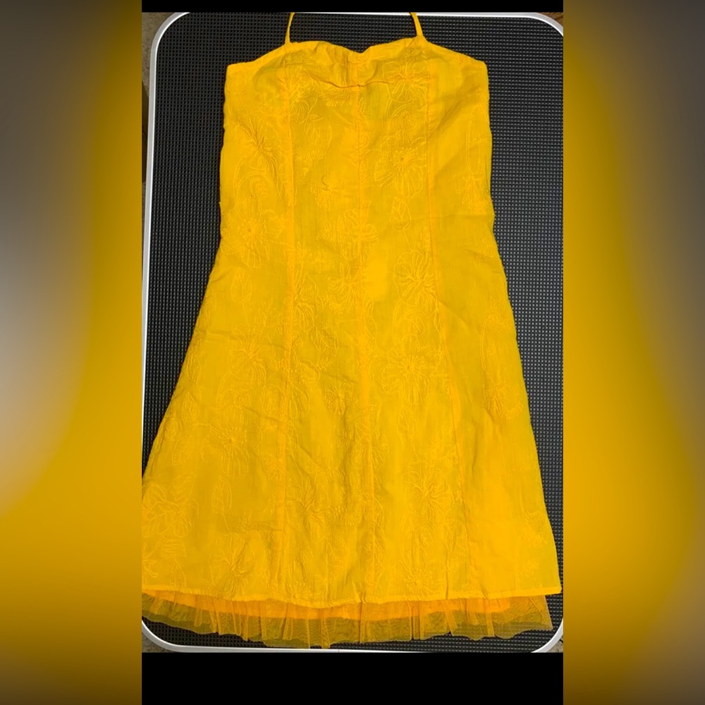 Connection 18 Women’s Yellow Spaghetti Strap Halter Top Flare Dress Size Med NWT